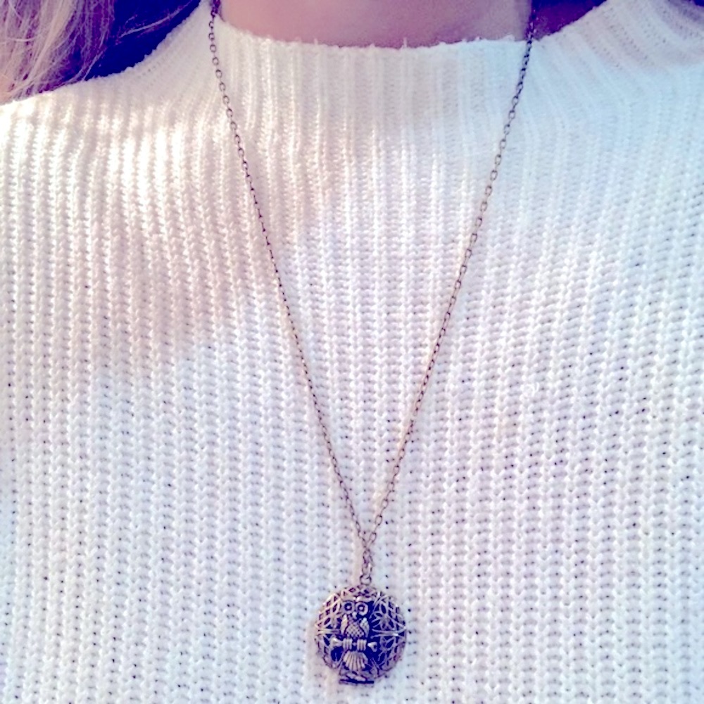 Handmade Vintage Bronze Owl Locket Necklace